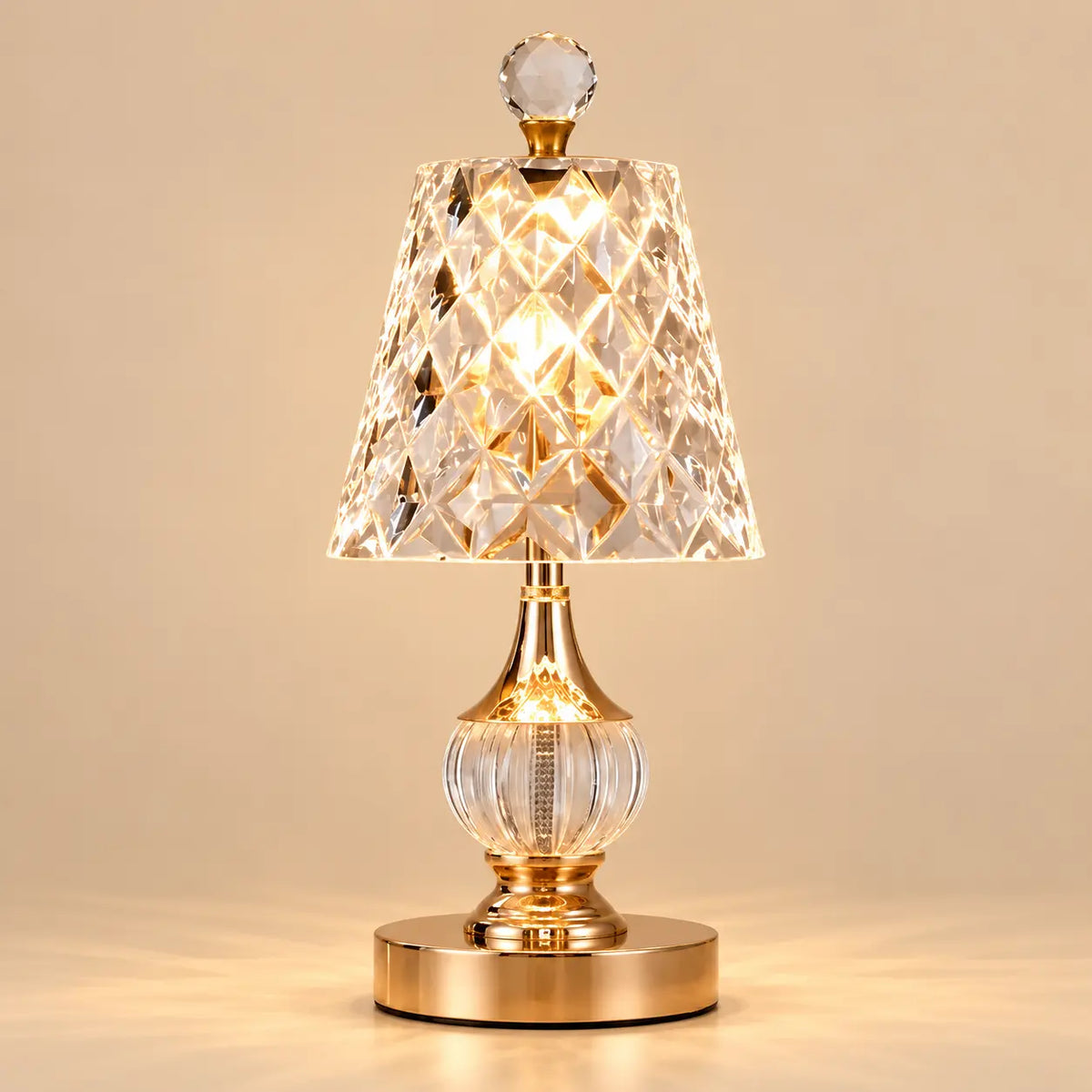 Lampe de Chevet Effet Cristal Rechargeable – Lampe Luxe Tactile à Intensité Réglable