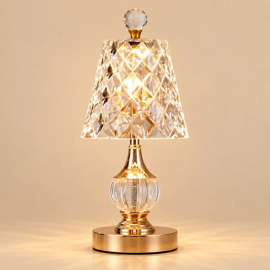 Lampe de Chevet Effet Cristal Rechargeable – Lampe Luxe Tactile à Intensité Réglable