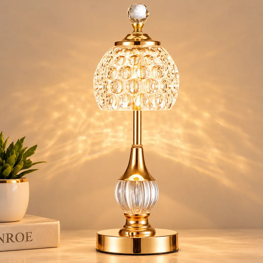 Lampe Cristal Sans Fil Rechargeable – Lampe Tactile 3 Teintes, Batterie 5200 mAh
