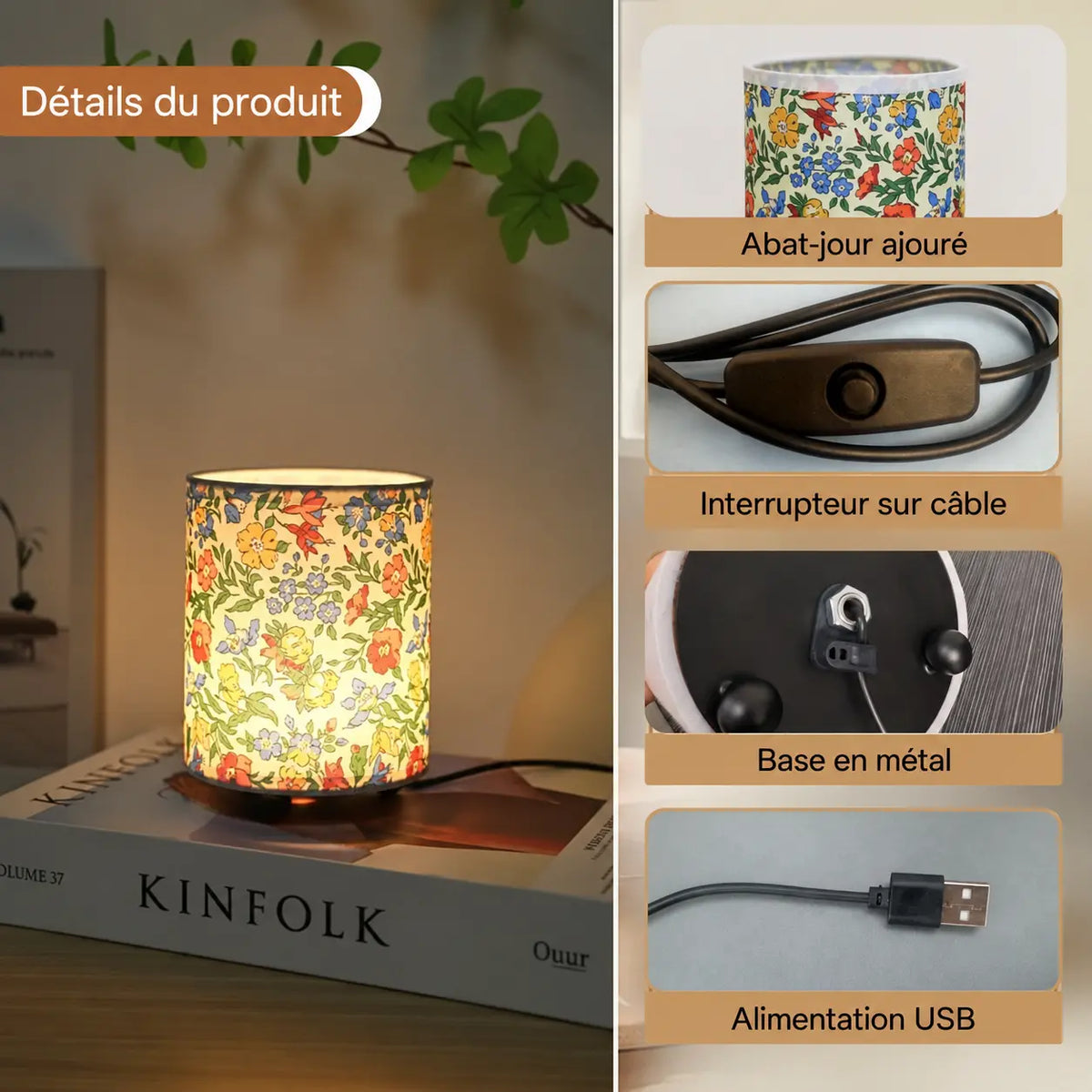 Mini Veilleuse USB Lumière Chaude – Petite Lampe Déco à Bouton