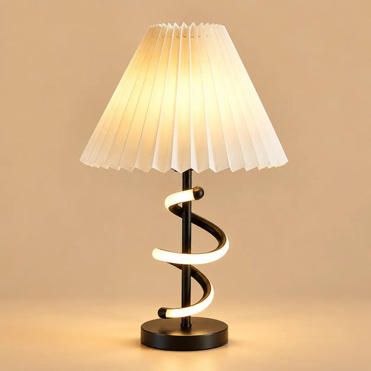 Lampe de Chevet Spirale avec Abat-jour Plissé – Douille E27