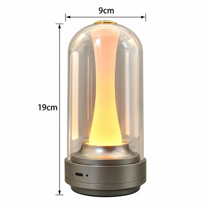 Veilleuse Rechargeable Abat-jour en Verre – Lampe Tactile Art Déco 3 Teintes