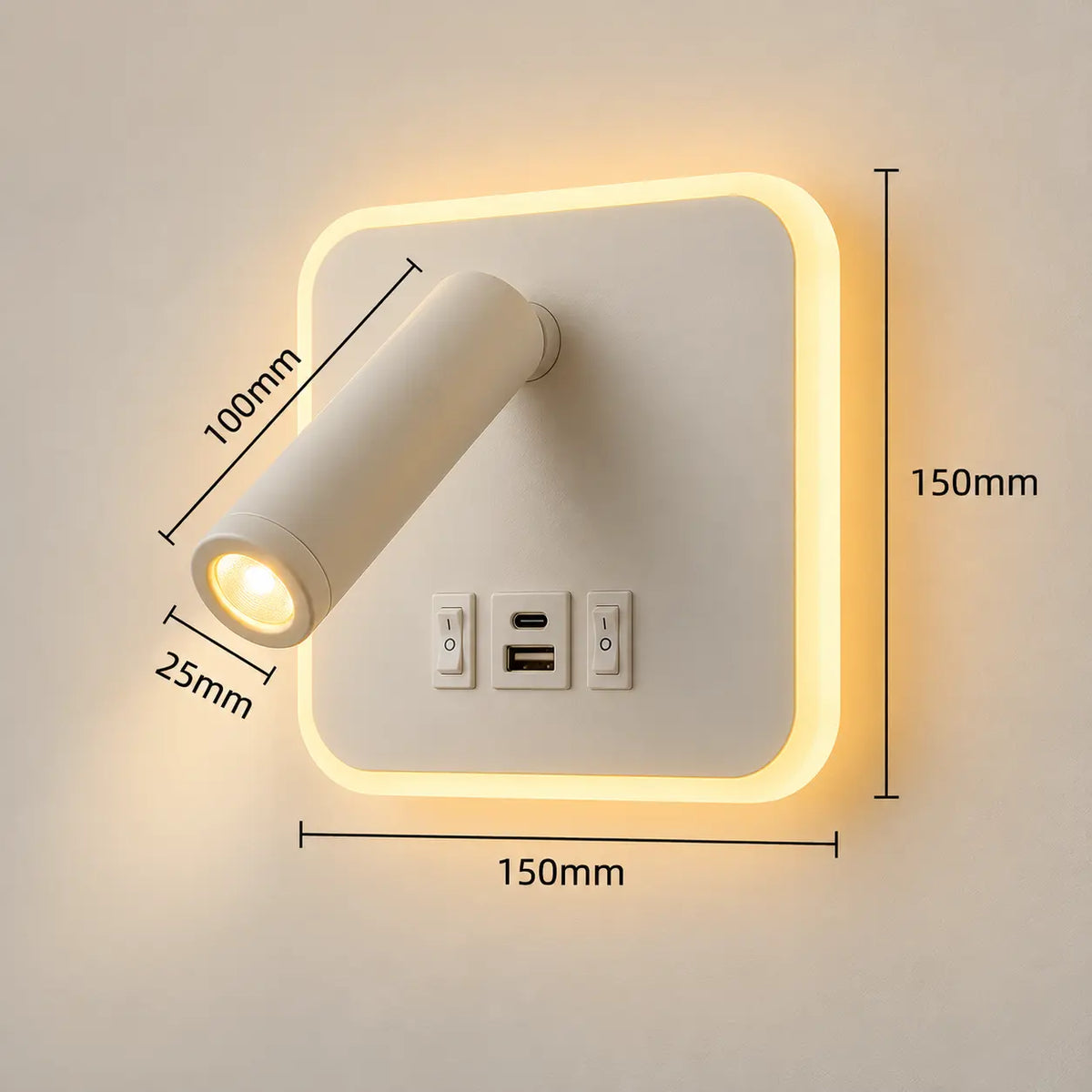 Applique Liseuse Murale LED avec Ports USB-C – Spot Orientable et Rétroéclairage