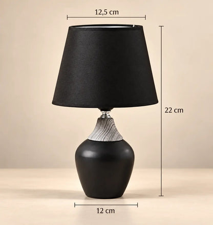 Petite Lampe de Chevet en Céramique Texturée et Abat-jour en Tissu