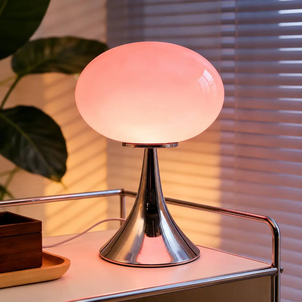 Lampe Ovoïde en Verre Style Murano – Lampe de Chevet Douce, Alimentation USB-C