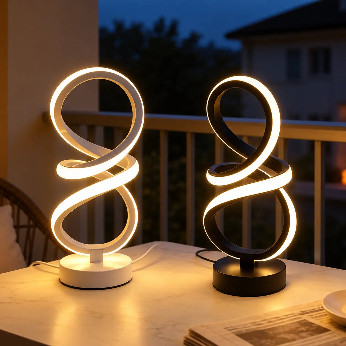 Lampe de Chevet Spirale Rétro LED – 3 Teintes et Intensité Réglable
