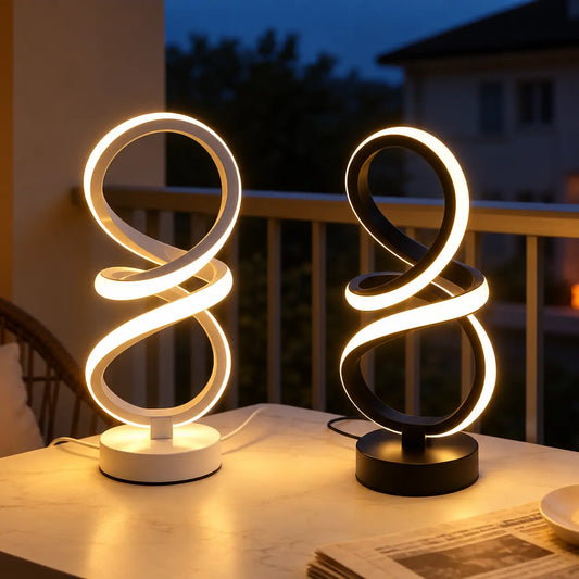 Lampe de Chevet Spirale Rétro LED – 3 Teintes et Intensité Réglable
