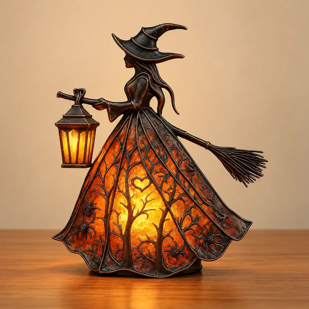 Lampe Sorcière Gothique en Résine – Décoration Halloween USB