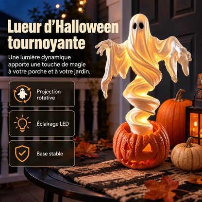 Lampe Halloween Fantôme et Citrouille Rotative – Décoration Jardin LED