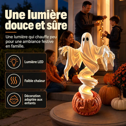 Lampe Halloween Fantôme et Citrouille Rotative – Décoration Jardin LED