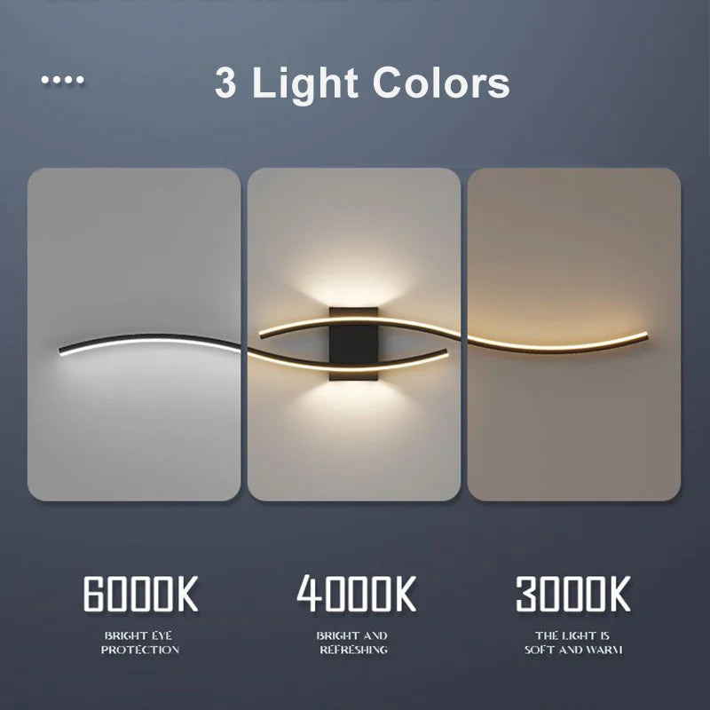 Applique Murale LED Minimaliste – Blanc, Noir ou Doré, 60 ou 80 cm