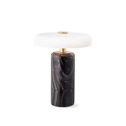 Lampe de Chevet Colonne en Marbre et Verre – Tactile et Rechargeable