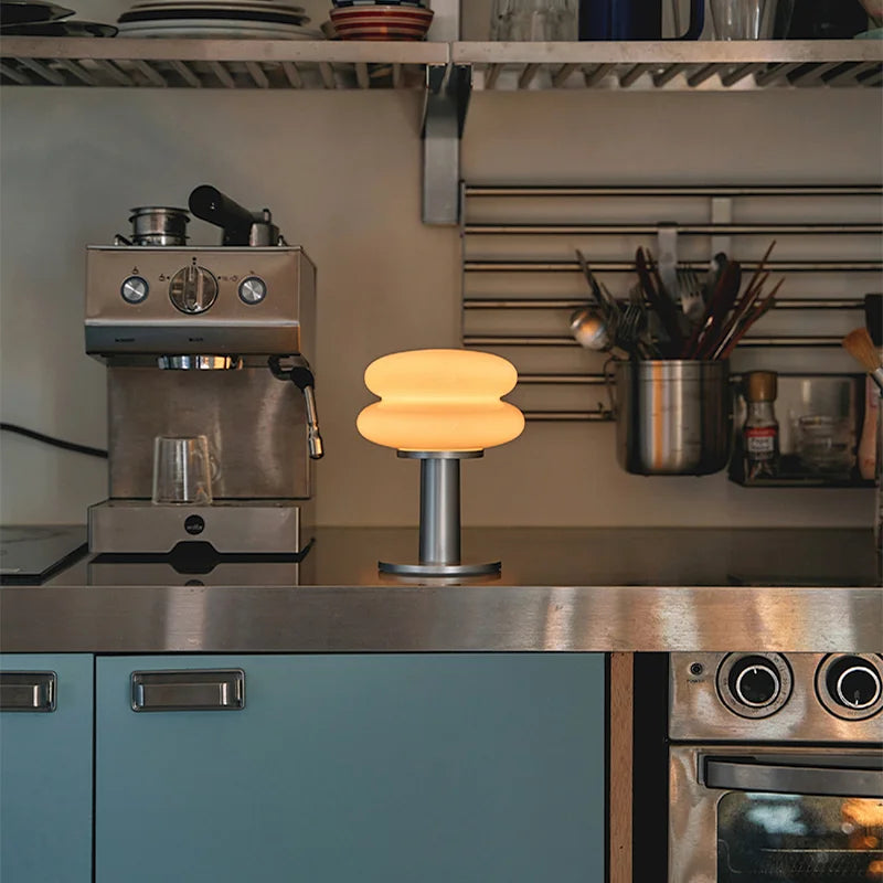 Lampe Hamburger Style Bauhaus – Lampe de Chevet Crème à Intensité Réglable