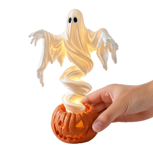 Lampe Halloween fantôme et citrouille rotative LED pour le jardin