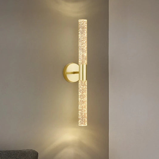 Applique Murale LED Bâton Effet Cristal – Éclairage Haut et Bas, Noir ou Doré