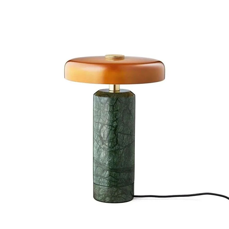 Lampe de Chevet Colonne en Marbre et Verre – Tactile et Rechargeable