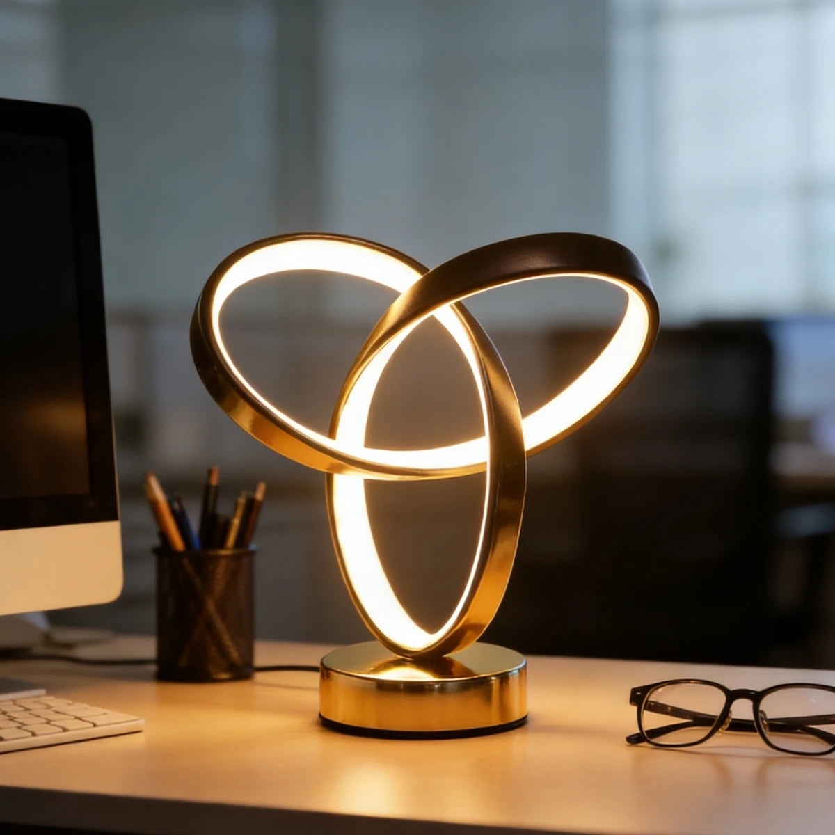 Lampe de chevet art moderne dorée – vue 7