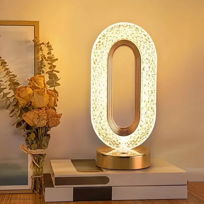 Lampe Ovale Rechargeable Dorée – Lampe de Chevet Tactile à Intensité Réglable