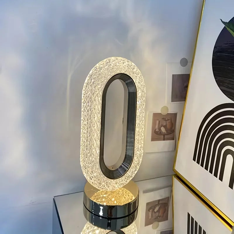 Lampe Ovale Rechargeable Dorée – Lampe de Chevet Tactile à Intensité Réglable