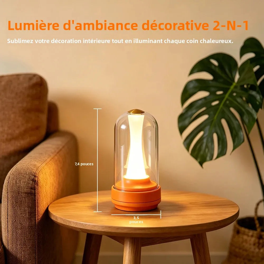 Veilleuse Rechargeable Abat-jour en Verre – Lampe Tactile Art Déco 3 Teintes