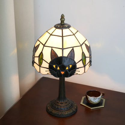 Lampe de chevet chat noir abat-jour vitrail – vue 6