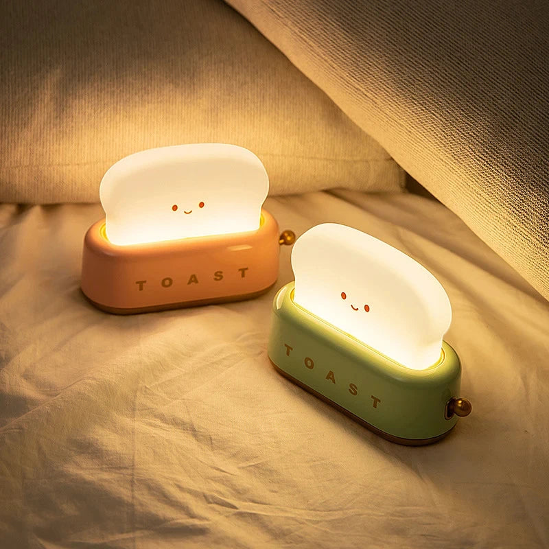 Veilleuse Grille-Pain Rechargeable – Lampe Toast Kawaii à Intensité Réglable