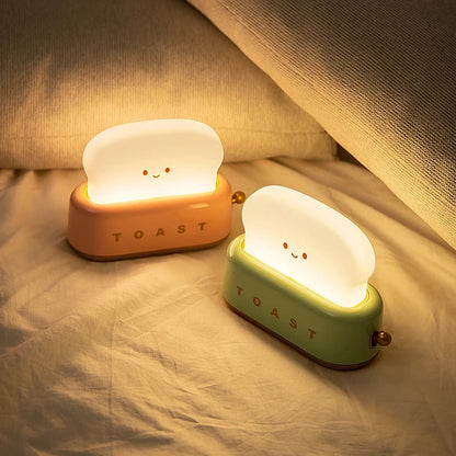 Veilleuse Grille-Pain Rechargeable – Lampe Toast Kawaii à Intensité Réglable