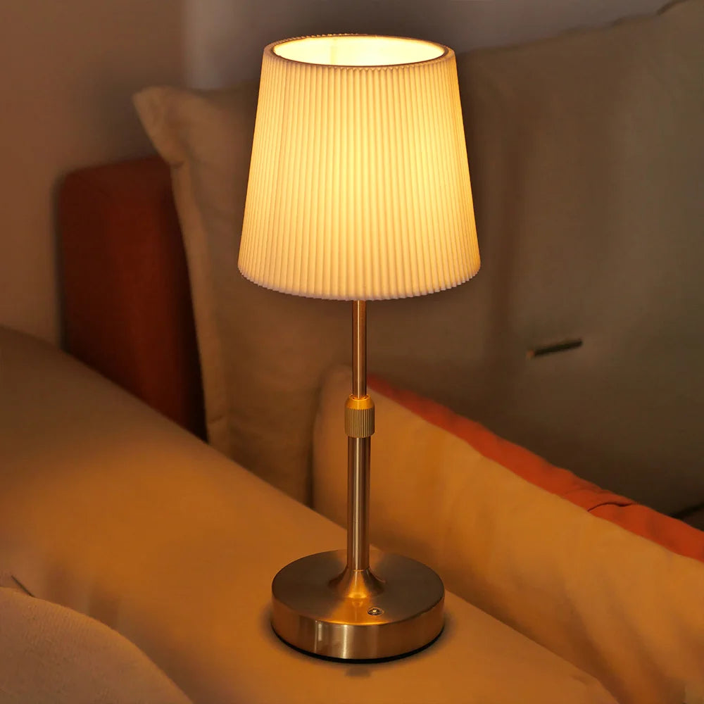 Lampe de Chevet Rechargeable Abat-jour en Tissu – Tactile, Ampoule E12 Remplaçable