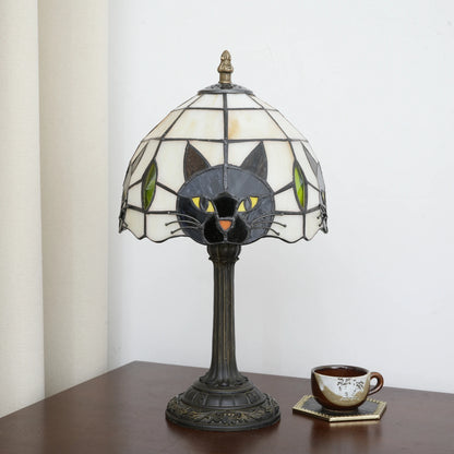 Lampe de chevet chat noir abat-jour vitrail – vue 4