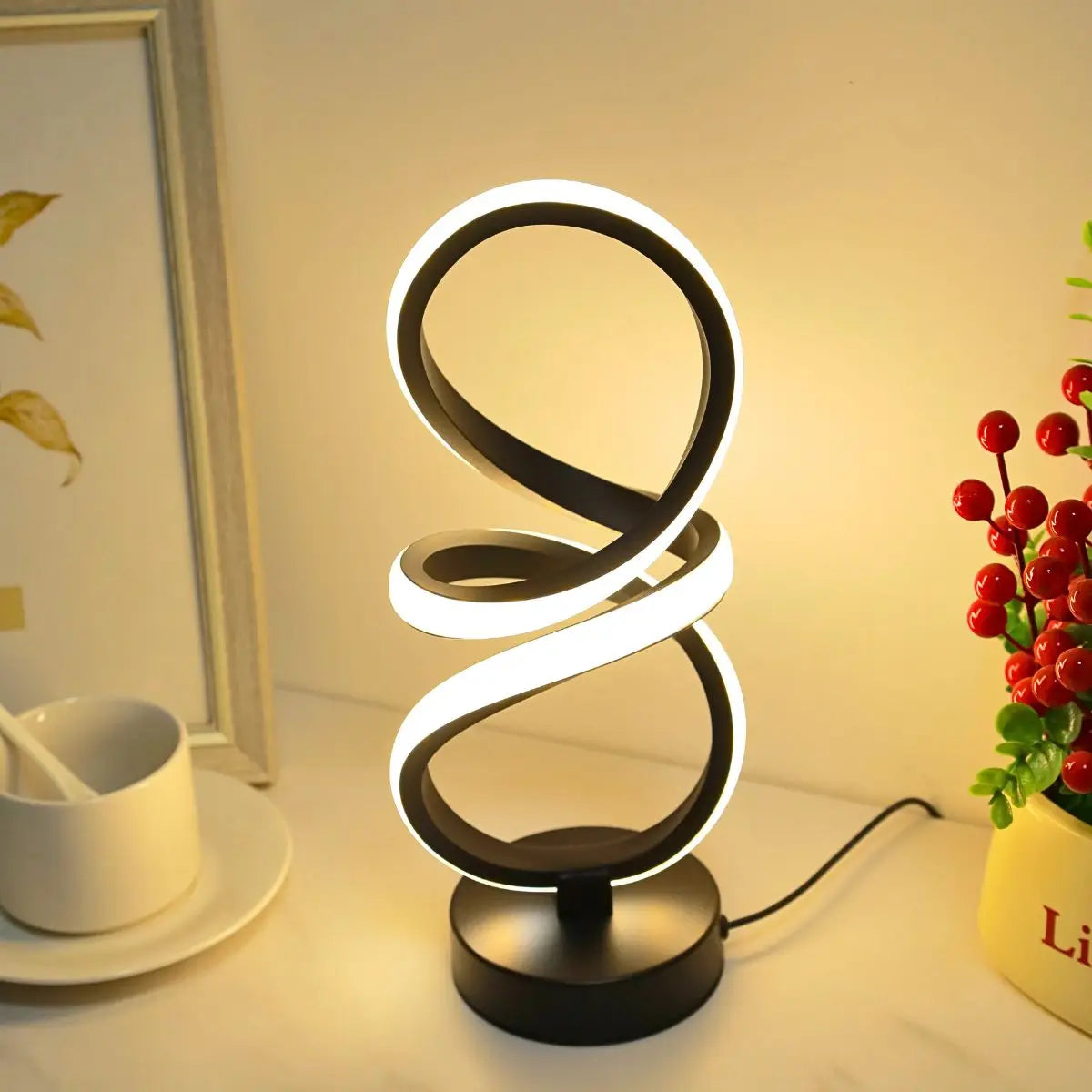 Lampe de chevet spirale rétro LED – vue 3