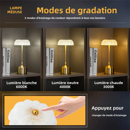 Lampe de Chevet Rétro Rechargeable Effet Laiton – Tactile, 3000 mAh