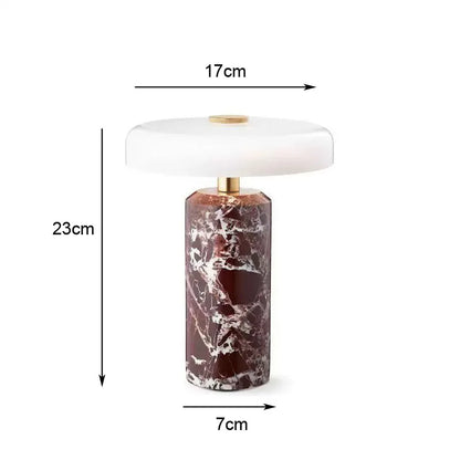 Lampe de Chevet Colonne en Marbre et Verre – Tactile et Rechargeable