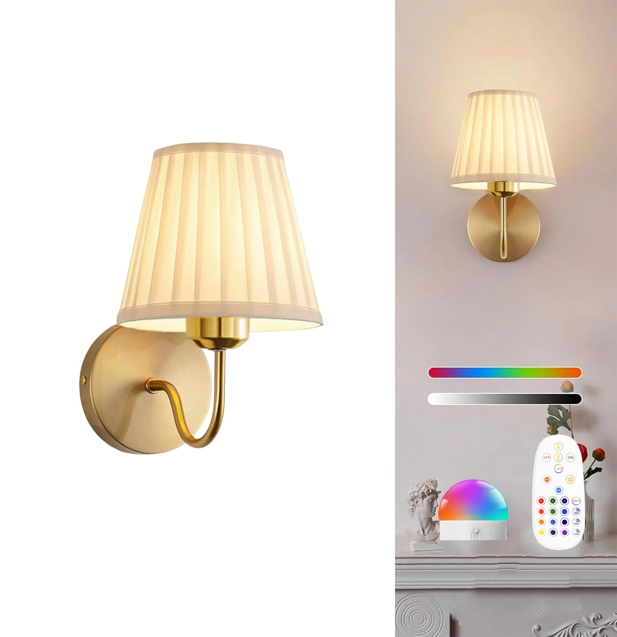 Applique Murale Sans Fil Rechargeable avec Télécommande – 15 Couleurs et Minuteur
