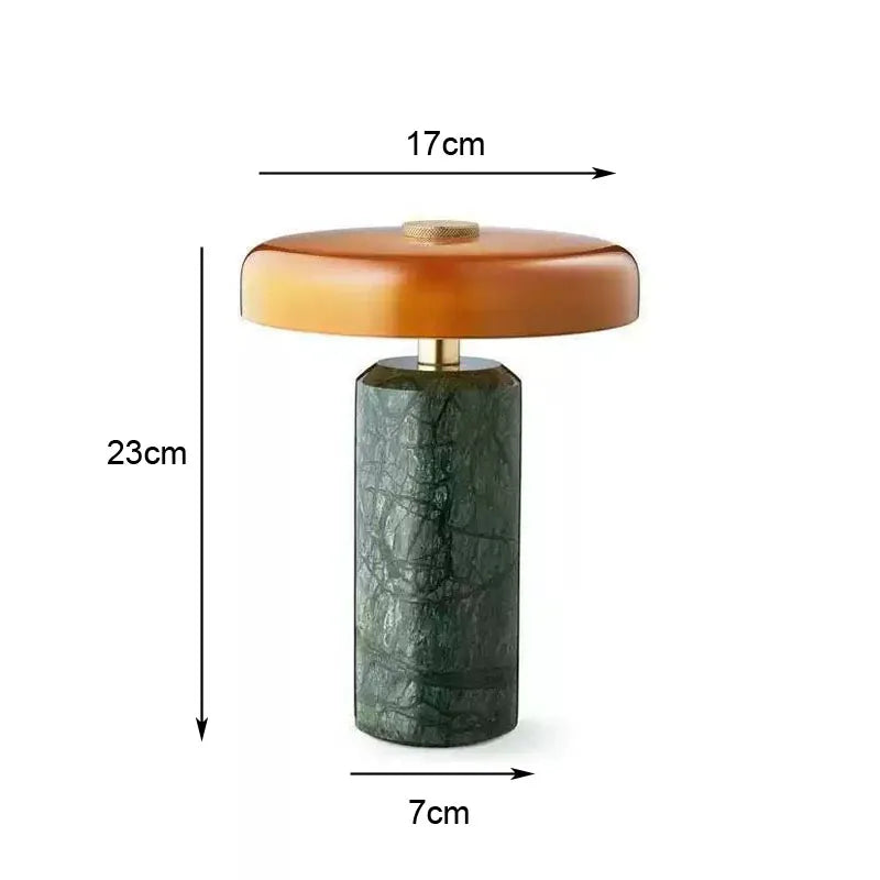 Lampe de Chevet Colonne en Marbre et Verre – Tactile et Rechargeable