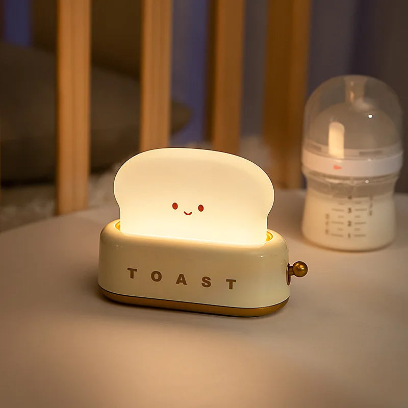 Veilleuse Grille-Pain Rechargeable – Lampe Toast Kawaii à Intensité Réglable