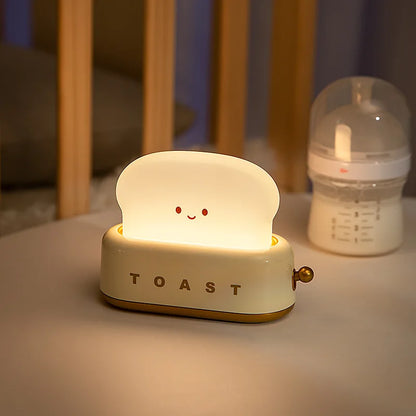 Veilleuse Grille-Pain Rechargeable – Lampe Toast Kawaii à Intensité Réglable