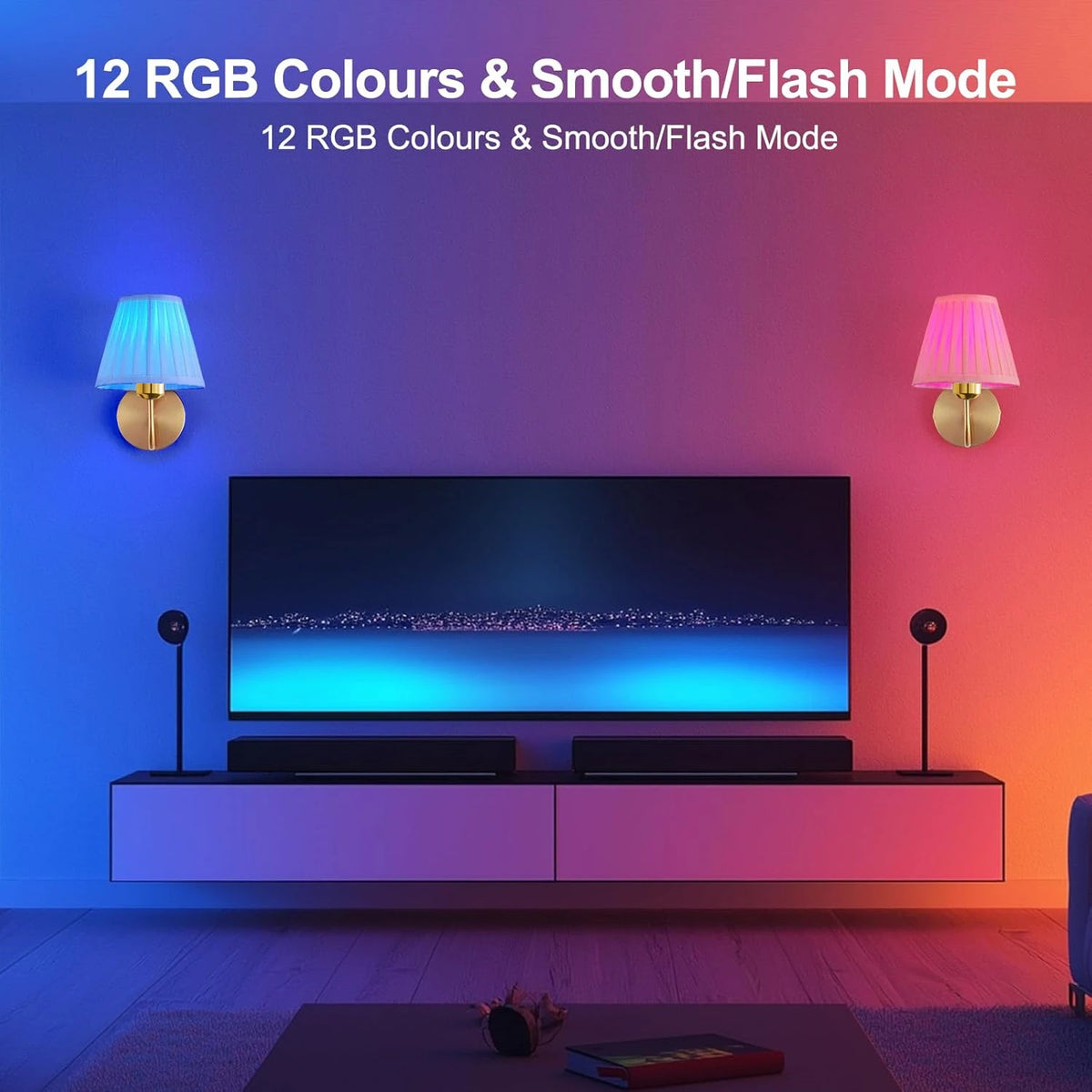 Applique Murale Sans Fil Rechargeable avec Télécommande – 15 Couleurs et Minuteur