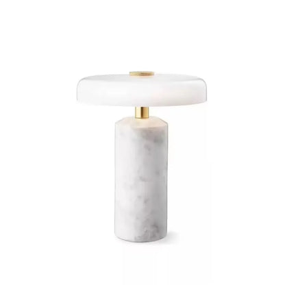 Lampe de Chevet Colonne en Marbre et Verre – Tactile et Rechargeable