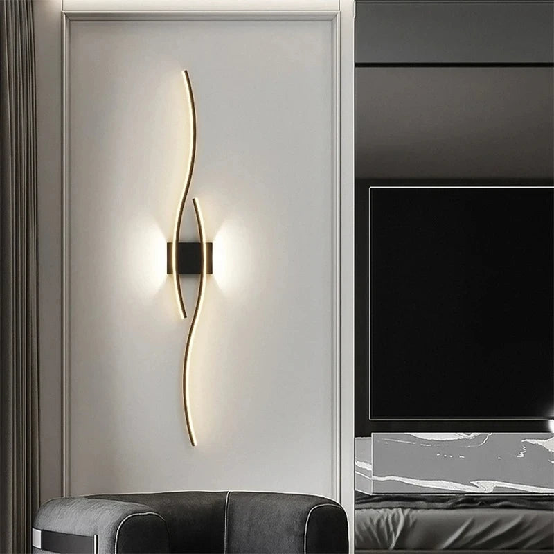 Applique Murale LED Minimaliste – Blanc, Noir ou Doré, 60 ou 80 cm