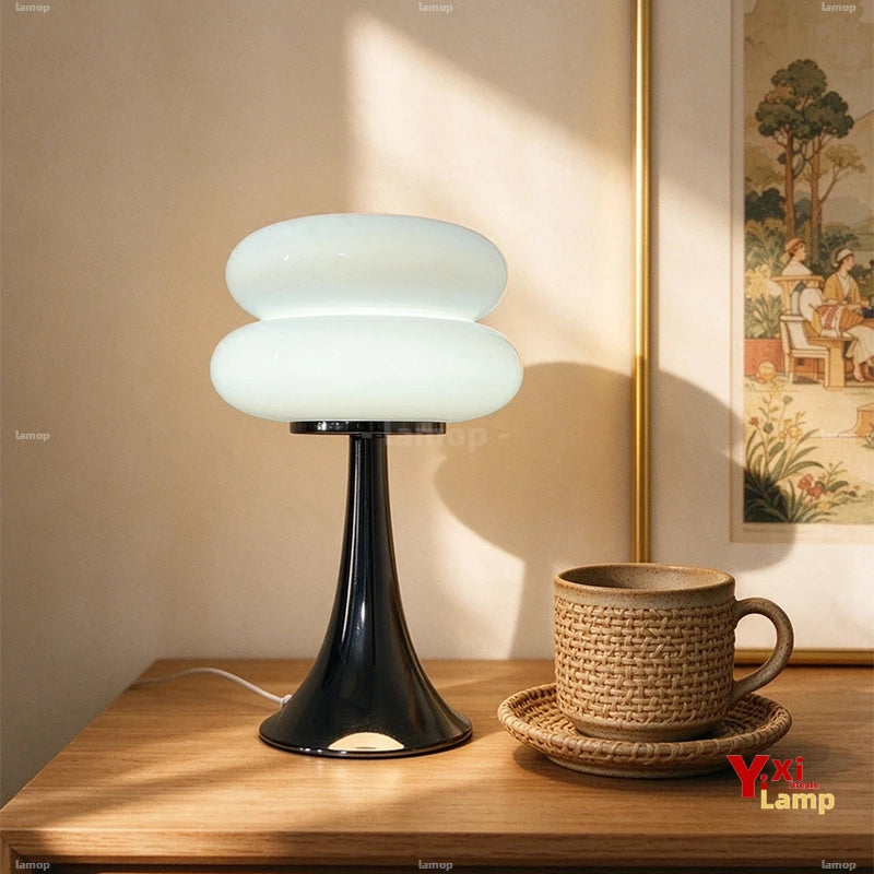 Lampe de Chevet Anneaux en Verre Style Murano – Design Bauhaus