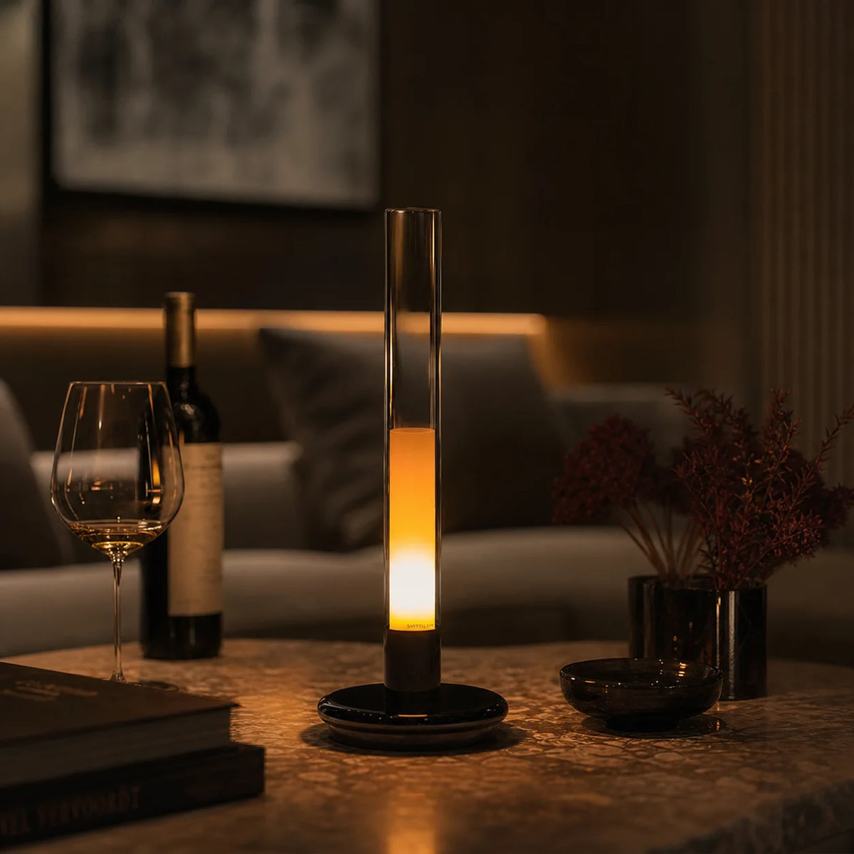 Lampe Bougie Rechargeable Sans Fil – Lampe de Chevet Tactile Art Déco