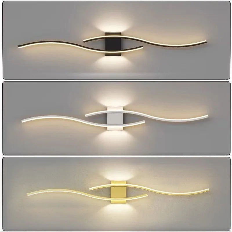 Applique Murale LED Minimaliste – Blanc, Noir ou Doré, 60 ou 80 cm