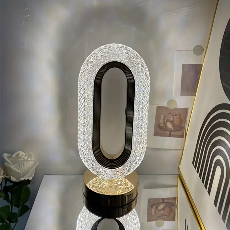 Lampe Ovale Rechargeable Dorée – Lampe de Chevet Tactile à Intensité Réglable