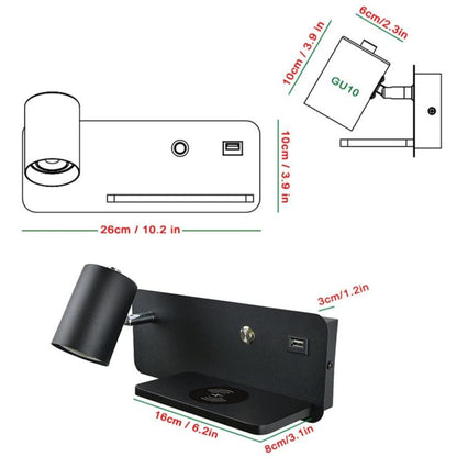 Applique Liseuse Murale avec Chargeur USB et Induction