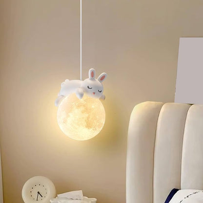 Applique Murale Bébé Ourson ou Lapin sur la Lune
