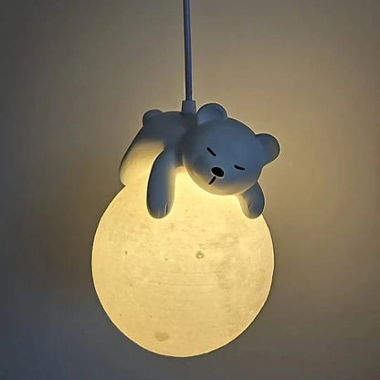 Applique Murale Bébé Ourson ou Lapin sur la Lune