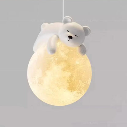Applique Murale Bébé Ourson ou Lapin sur la Lune
