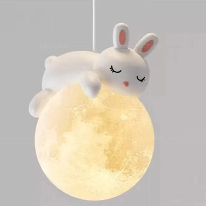 Applique Murale Bébé Ourson ou Lapin sur la Lune