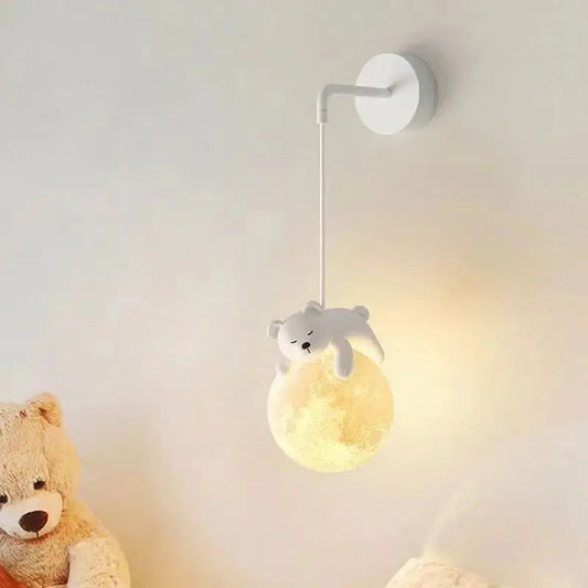 Applique Murale Bébé Ourson ou Lapin sur la Lune