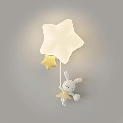 Applique Murale Enfant Étoile et Lapin Ballon Doré